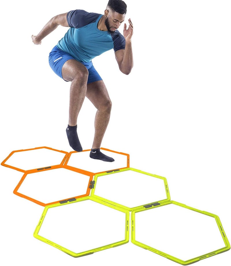 ZUKAM Hex Agility Rings for Speed Training & Agility Footwork Training Speed Hurdles Ladder with Carrying Bag (6 Rings) - Image 4